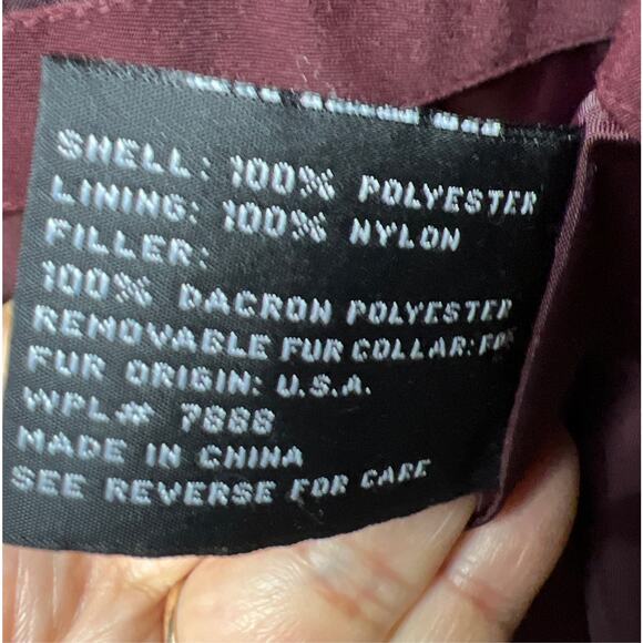 Vintage AK Anne Klein Maroon Fur Collar Coat Womens Size M - Picture 13 of 13